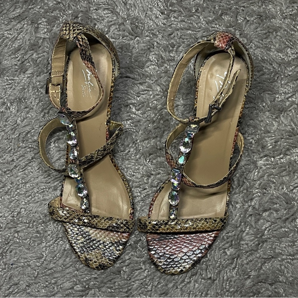 Y2K Elegant Bling Snakeskin Strappy Heel